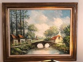Large country scene oil painting.