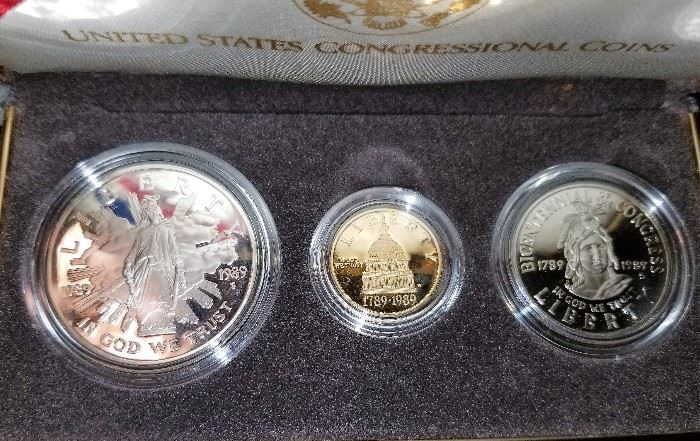 Congressional Set $5 Gold, Silver Dollar and Clad .50