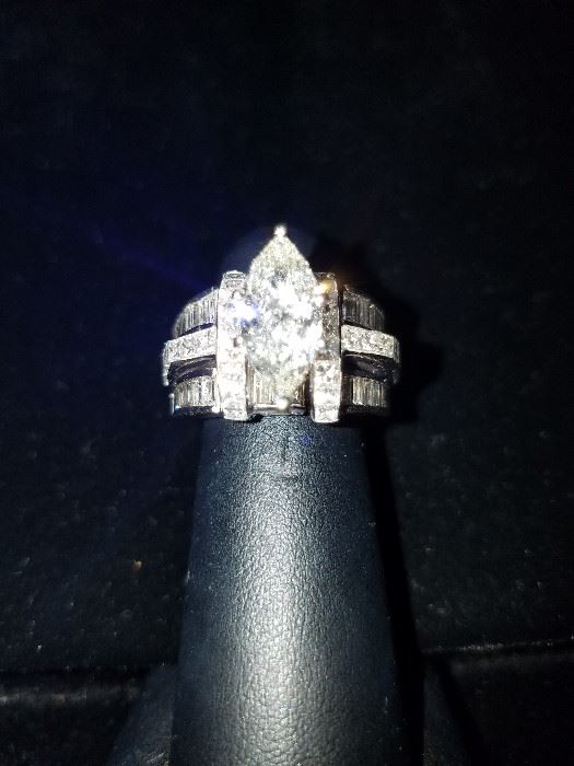 4+ Carat Diamond Ring Set in 18k White Gold