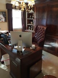 Custom made for the owners in England.  Rich Mahogany Executive desk and cabinet