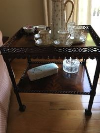 Chocolate Set on a William Switzer Chinese Chippendale Table