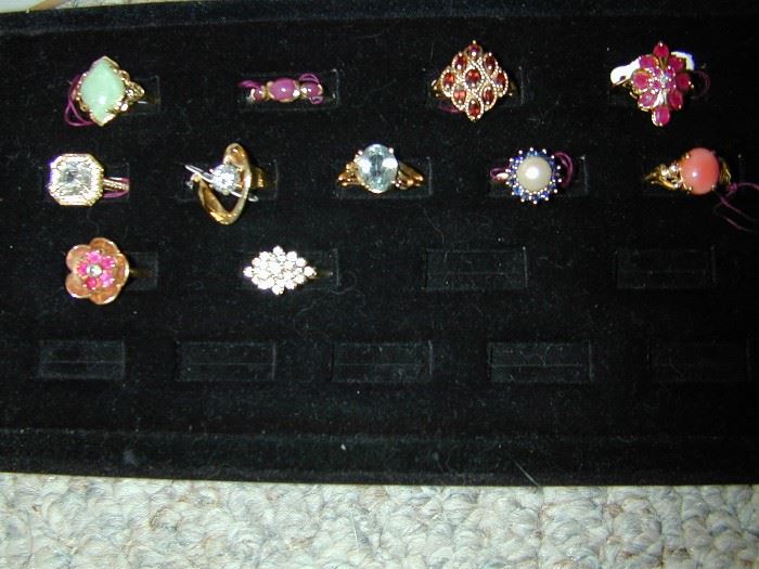 Gold Rings - with Jade, ruby, garnet, pearl, sapphire, coral & More!