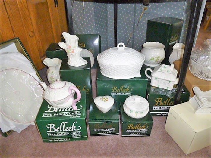 Many Belleek Pieces In Original Boxes