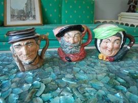 5 3/4" tall Toby jugs - Johnny Appleseed D6372 - Doulton & Co Limited, John Falstaff, Sairey Gamp 