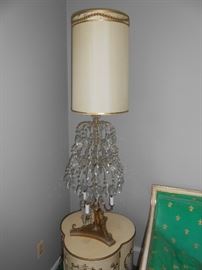 Fabulous mid-century prism-ed lamp with (3) lights at the base and lighting at the top