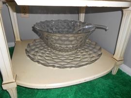 Huge Fostoria punch bowl set with ladle 