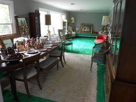 American 18" Fostoria punch bowl with round platter and cups 