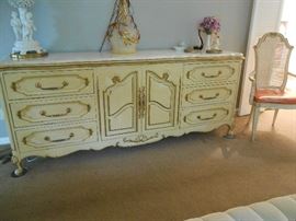 9' French Prov. marble top dresser