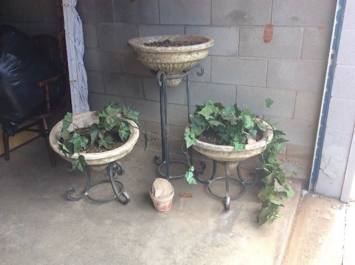 Faux Cement Planters on Metal