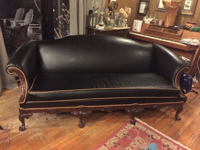 Custom Black Leather sofa $1,200