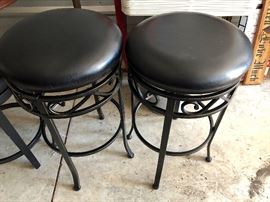 Two barstools $50 buy it now PAYPAL leather seats iron base