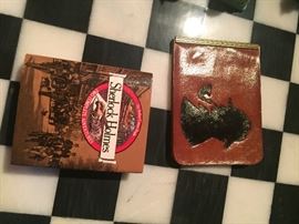 Sherlock Holmes leather wallet and book $25