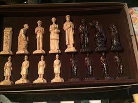 Chess set hand carved wood new never used From England