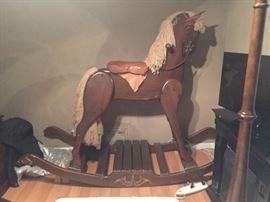 Life-size wood rocking horse leather saddle used as Marshall Fields window display BUY IT NOW PayPal $299