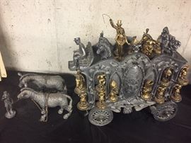 Stagecoach chess sets pewter