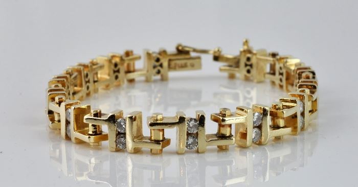 Diamond and Gold Tennis Bracelet