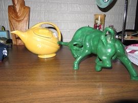 Hall water pitcher, mid century ceramic bull