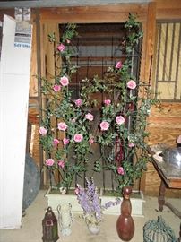 large silk floral trellis in pots