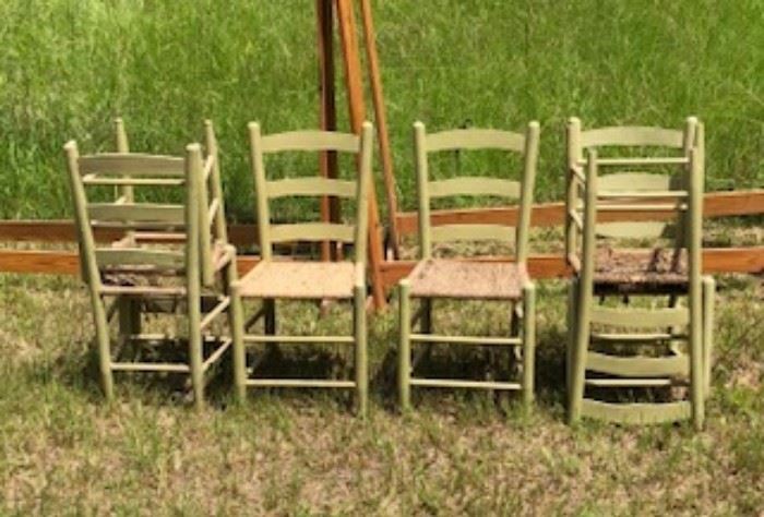 Chairs with woven bottoms