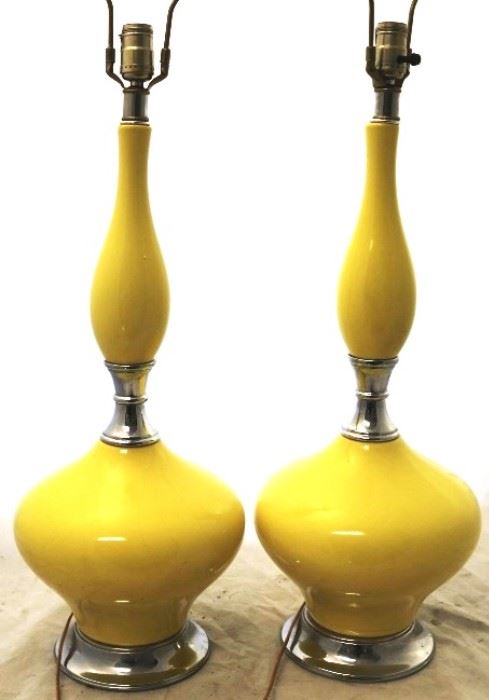 Fantastic pair lemon & chrome vintage lamps