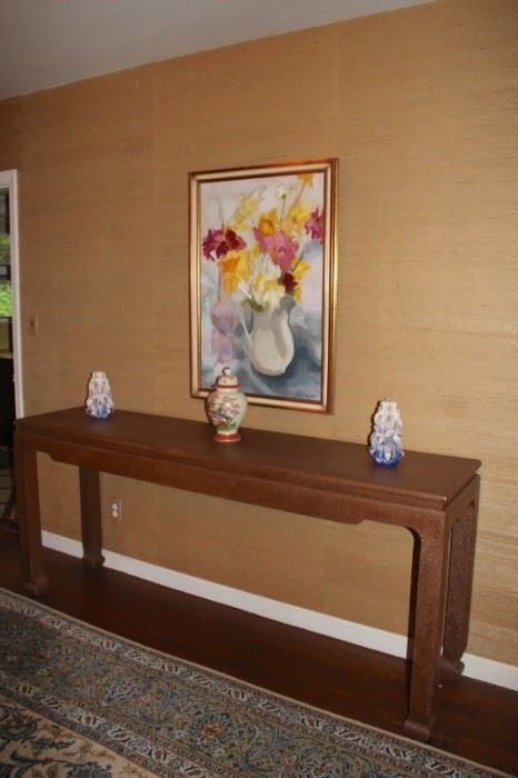 Console Table with Art and Decorative Items
