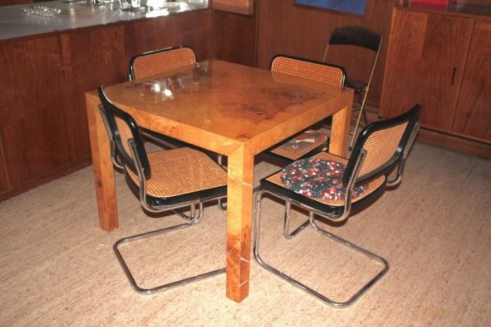 Burl Wood Card Table & 4 Chairs