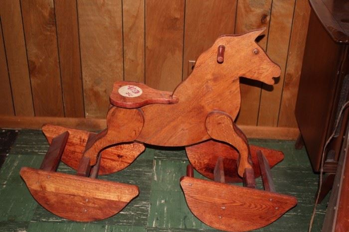 Vintage Wood Rocking Horse
