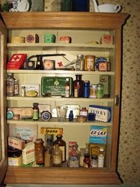 Collection of vintage drug store / medicine goods. 