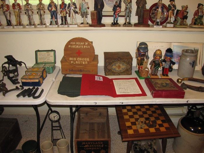 Red Cross & Medical collectibles - Antique chess board crocks and more.
