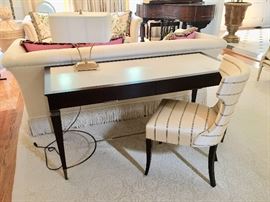 Baker desk and Dessin Fournier chair in custom fabric.