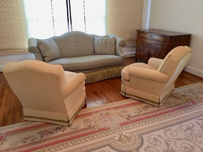 Baker sofa, chairs.  Rug Not For Sale.