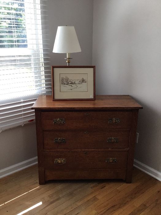 Antique oak dresser, original quality pulls. 