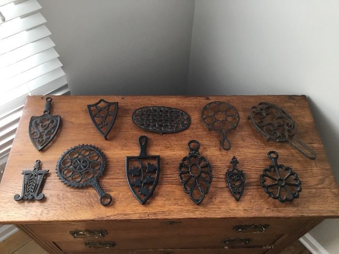 Antique trivets and and iron grates
