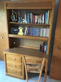 Desk with Chairs & Bookcase above