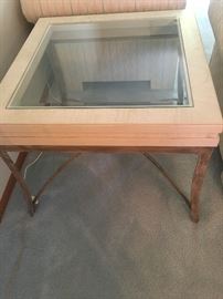 Drexel Heritage Glass in Wood End Table