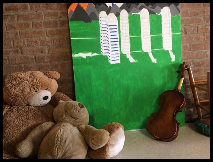 stuffed animals and musical instruments