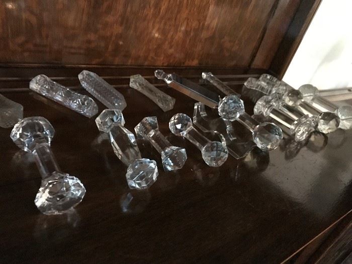 Beautiful crystal knife rest collection.