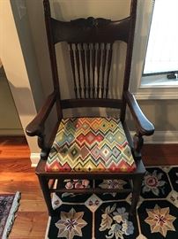 Oak Upholstered Chairs (5 available) $ 70.00 each.