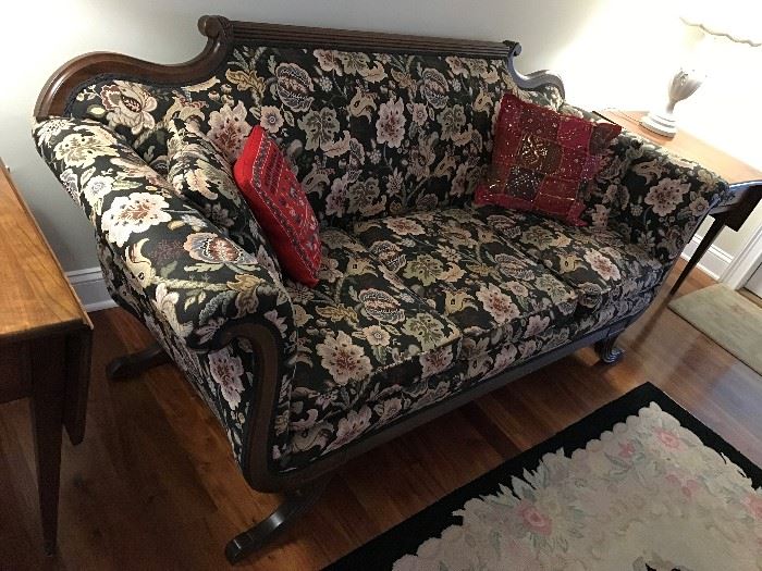 Antique Sofa with solid wood trim - $ 295.00