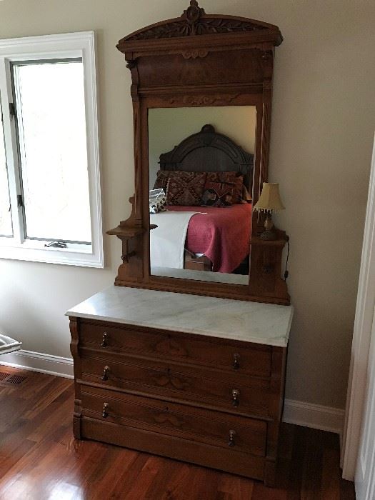 Antique Marble top dresser / mirror $ 495.00