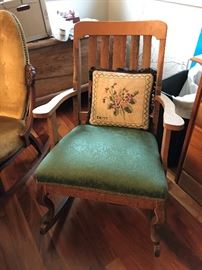 Antique Upholstered Rocker $ 95.00