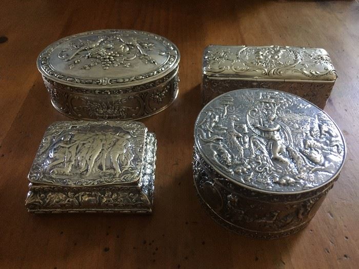 Decorative Sterling Silver Trinket Boxes 