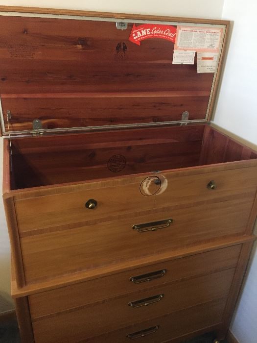 Lane Furniture Cedar Chest and Dresser combo!  Surface damage over lock - can be repaired.