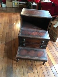 #34	Leathertop Step End Table w/shelf & 2 drawers	 $125.00 
