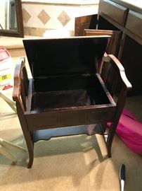 #67	Wood Vanity Stool w/storage Seat & Handles  20.5x13x26	 $150.00 
