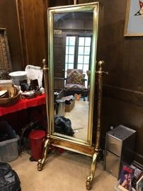 #74	gold Floor Length Mirror  26x64 	 $65.00 
