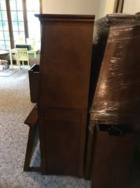 #105 Twin Bookcase Wood hdbd. w/pull out deep drawer (45x15x51)/footboard w/ rails (2) $200 ea w/Twin Mattress/bunkie Board total for both $400.00
