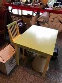 #111	Yellow Kids Table w/one chair 33x24x22	 $50.00 
