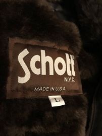#192	Schott Large leather fur line coat 	 $300.00 
