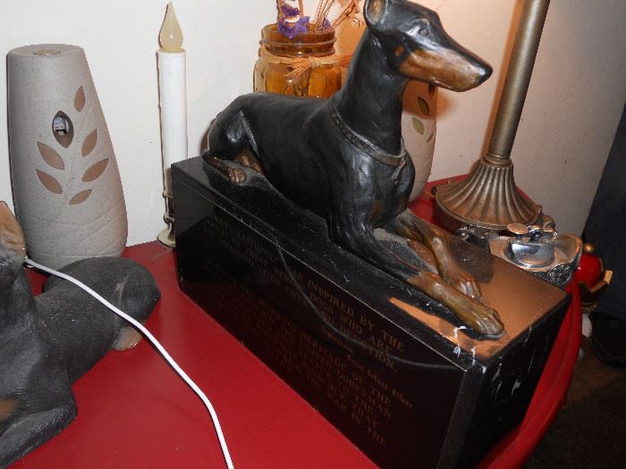 Doberman Statue in honor of Army Dog